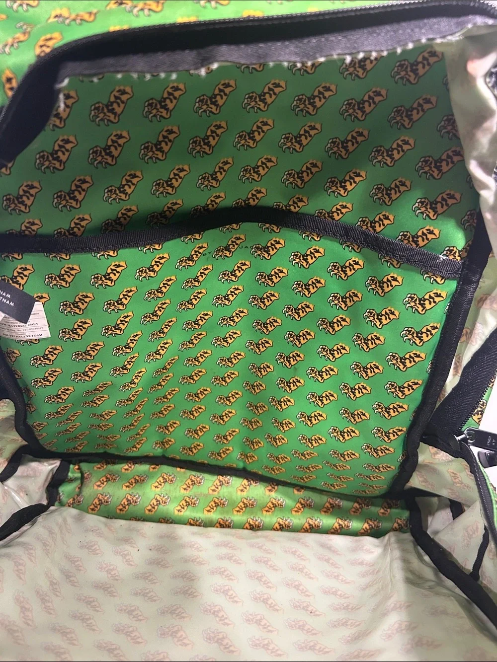 Rare Marc By Marc Jacobs Green Backpack with Yellow Tiger Print